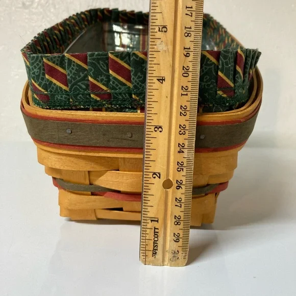 VTG Longaberger Holiday Sleigh Basket Imperial Stripe Liner Protector & Runner - Picture 6 of 16